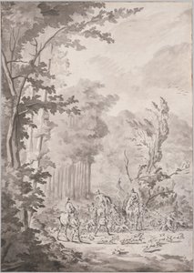 A Hunting Party at Marly by attributed to Jean Baptiste Martin, Le Vieux