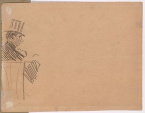 Right Profile of Man Wearing Tall Hat (verso) by attributed to Jean Louis Forain