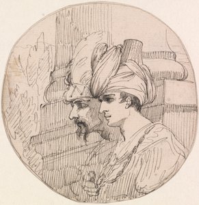 Two Heads in a Roundel by attributed to John Hamilton Mortimer