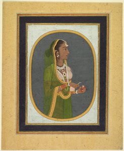 Court Lady Pouring Wine (recto) by attributed to Muhammad Rizavi Hindi