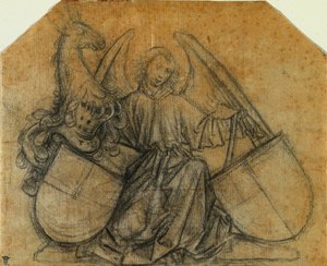 An Angel Supporting Two Escutcheons by attributed to Nikolaus Gerhaert von Leyden