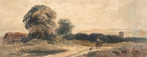 A Country Road with Traveller on Horseback by attributed to Peter DeWint