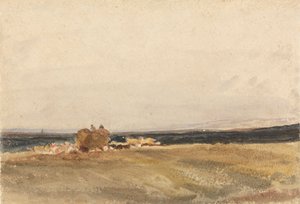 A Haywagon in an Open Landscape by attributed to Peter DeWint