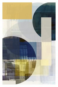 Geometric Blue Gold Abstract by cartissi