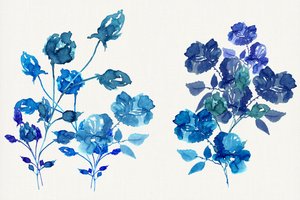 Watercolor Blue Blossoms by cartissi