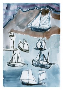 Watercolor Sailing Scene by cartissi