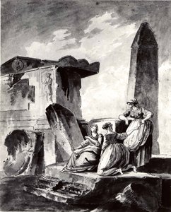 Three Young Girls by Ruins by copy after Hubert Robert.