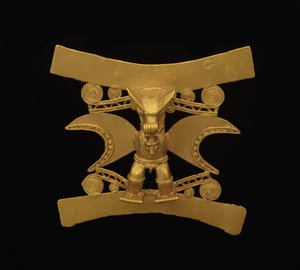 Pendant depicting a figure with bat like mask, Late Period V - Period VI, c.700-1550