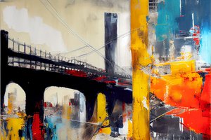 Abstract Bridge in Blue and Orange