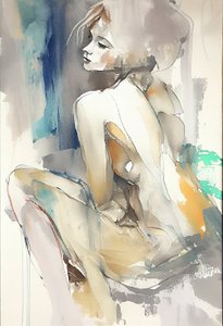 Beautiful Woman Sitting by F. Abderrahim