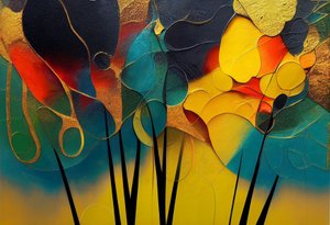Mysterious Forest: Abstract Trees in Warm Colors