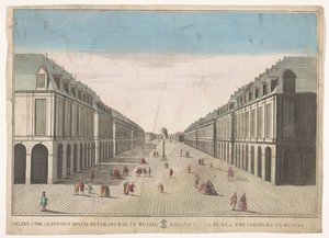 View of a Square in Saint Petersburg (Drawing of a Square in Petersburg in Russia)