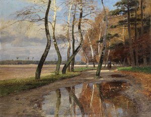 Rider under Autumn Trees by genannt Winter Schroeter Wilhelm Schroeter