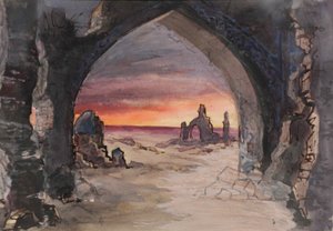 Stage design for the play Rupture Grass by E. Goslavsky, 1901 by karl Fyodorovich Valz