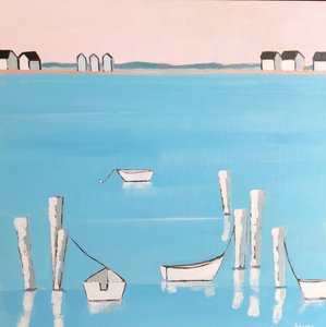 Calm Coastal Boats by phyllis adams