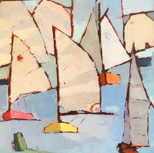 Peaceful Abstract Sailing by phyllis adams