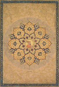 Shamsa (sunburst) with portrait of Aurangzeb, from the Emperor