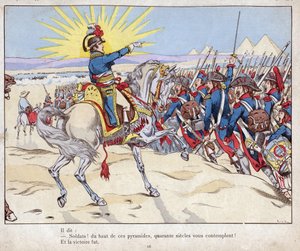 Campaign of Egypt: Napoleon leads his troops to the Battle of the Pyramids, July 21 by pseudonym for Onfray de Breville Jacques Job