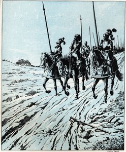 Everything is lost, for the honor of Francois I to his mother after the defeat of the Battle of Pavia in 1525 against Charles V. Illustration of Job (Jacques Marie Gaston Onfray and Breville)