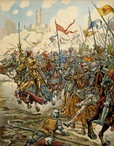 History of France in the Middle Ages: King Louis XI called the Prudent at the head of his army during the Battle of Montlery against the Ligue du Bien Public, July 16 by pseudonym for Onfray de Breville Jacques Job