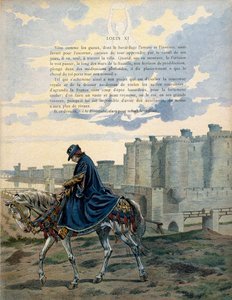The King of France Louis XI called the Prudent walks through the streets of Paris and in front of the Bastille prison by pseudonym for Onfray de Breville Jacques Job