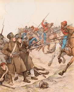 French military during the Napoleon campaigns nicknamed Marie Louise in 1815 fighting the Cossacks by pseudonym for Onfray de Breville Jacques Job