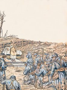 Mass Given in a Trench During the First World War, Private Collection by pseudonym for Onfray de Breville Jacques Job