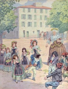 Napoleon Bonaparte as a Child in a Dispute with His Comrades in Front of His Home in Ajaccio, Corsica by pseudonym for Onfray de Breville Jacques Job