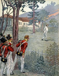 Napoleon I Bonaparte under the astonished gaze of the British army in captivity on the island of Saint Helena by pseudonym for Onfray de Breville Jacques Job