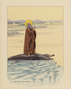 Saint Pachomius and the crocodiles by pseudonym for Onfray de Breville Jacques Job