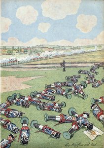 Scene of the History of France in Toys: War of the Austrian Succession. Troop of Infantrymen of the French Army Killed by the English at the Battle of Fontenoy on 11 May 1745 by pseudonym for Onfray de Breville Jacques Job