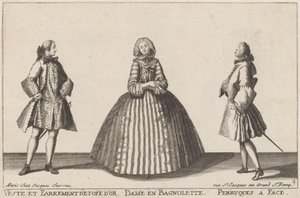 Vest and Ornament of Gold Fabric/Lady in Bagnolette/Wigs with Face by published by Jacques Chéreau