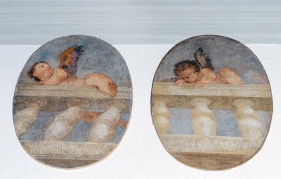Two Winged Putti Climbing Over a Balustrade, Roundels from the Sacristy by Veronese