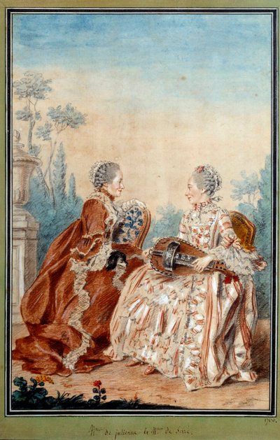 Madame de Julienne and Madame de Serre Doing Watercolour Music by Carmontelle