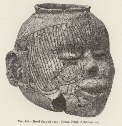 Head-shaped vase: Pecan Point, Arkansas by (after) American School