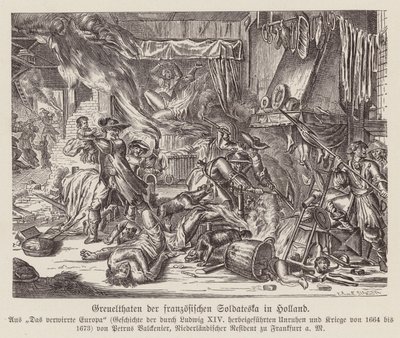 Atrocities committed by French troops in Holland in the Franco-Dutch War by (after) Dutch School