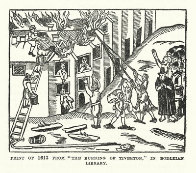 The Burning of Tiverton by (after) English School