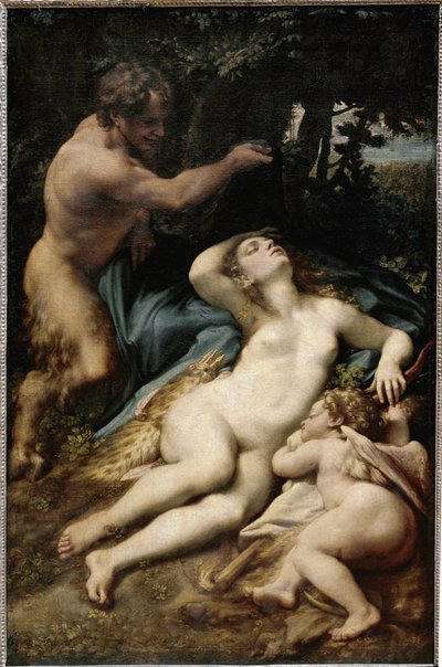 Jupiter and Antiope (or Venus with Cupid and a Satyr) by (c.1489 1534) Correggio