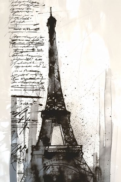 Black Paint Splash Eiffel Tower by F. Abderrahim