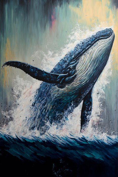 Abstract humpback whale breaching above by F. Abderrahim