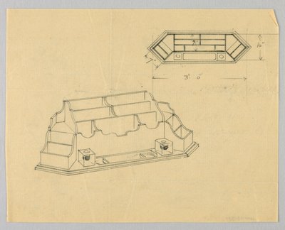 Design for Desk Organizer in Plan and Elevation by A.N. Davenport Co.