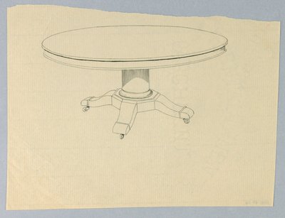Design for a Round Table on Molded Base by A.N. Davenport Co.