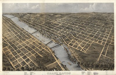 Grand Rapids, Michigan 1868 by A.; Chicago Lithographing Co. Ruger