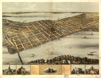 Madison, Wisconsin 1867 by A.; Chicago Lithographing Co. Ruger