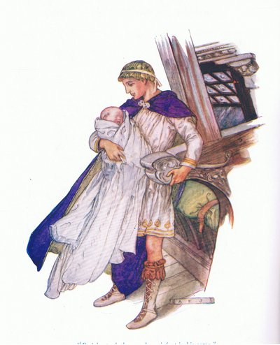 Pericles took the new born infant in his arms (Pericles Prince of Tyre) by A. Jackson