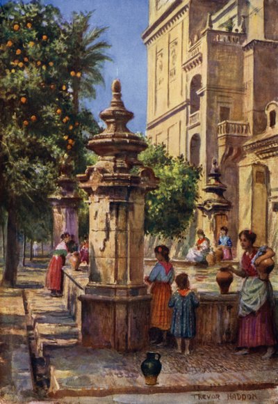 Cordova, Fountain in the Patio de los Naranjos by A. Trevor Haddon