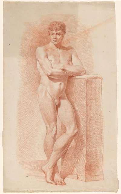 Standing Male Nude, Front View by A. Waterloo (attributed to)