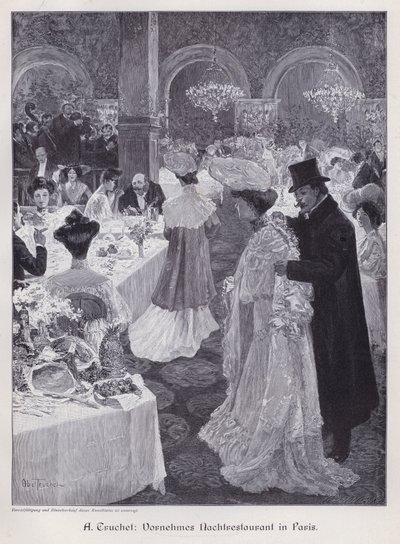 Evening in an Elegant Restaurant in Paris by Abel Truchet