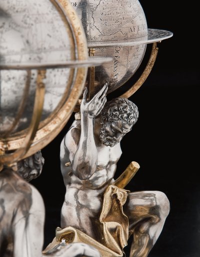 Two Exceptional Terrestrial and Celestial Globes, Supported by Hercules and Atlas, Augsburg by Abraham Drentwett