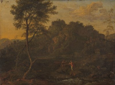 Nymph and Shepherd Making Music in a Landscape by Abraham Genoels (attributed to)